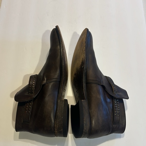 Hollywood Trading Co HTC brown leather ankle boots w side adjust buckle Italian main image 7